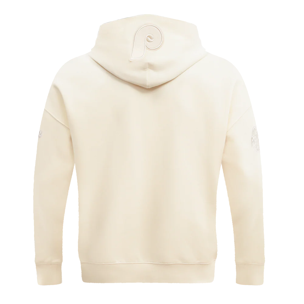 MLB PHILADELPHIA PHILLIES NEUTRAL DROP SHOULDER MEN'S PULLOVER HOODIE (EGGSHELL) - Image 4