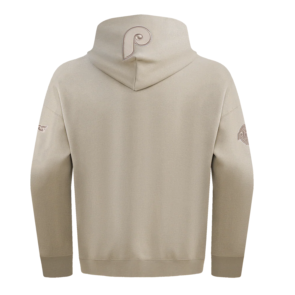 MLB PHILADELPHIA PHILLIES NEUTRAL MEN'S DROP SHOULDER PULLOVER HOODIE (TAUPE) - Image 3