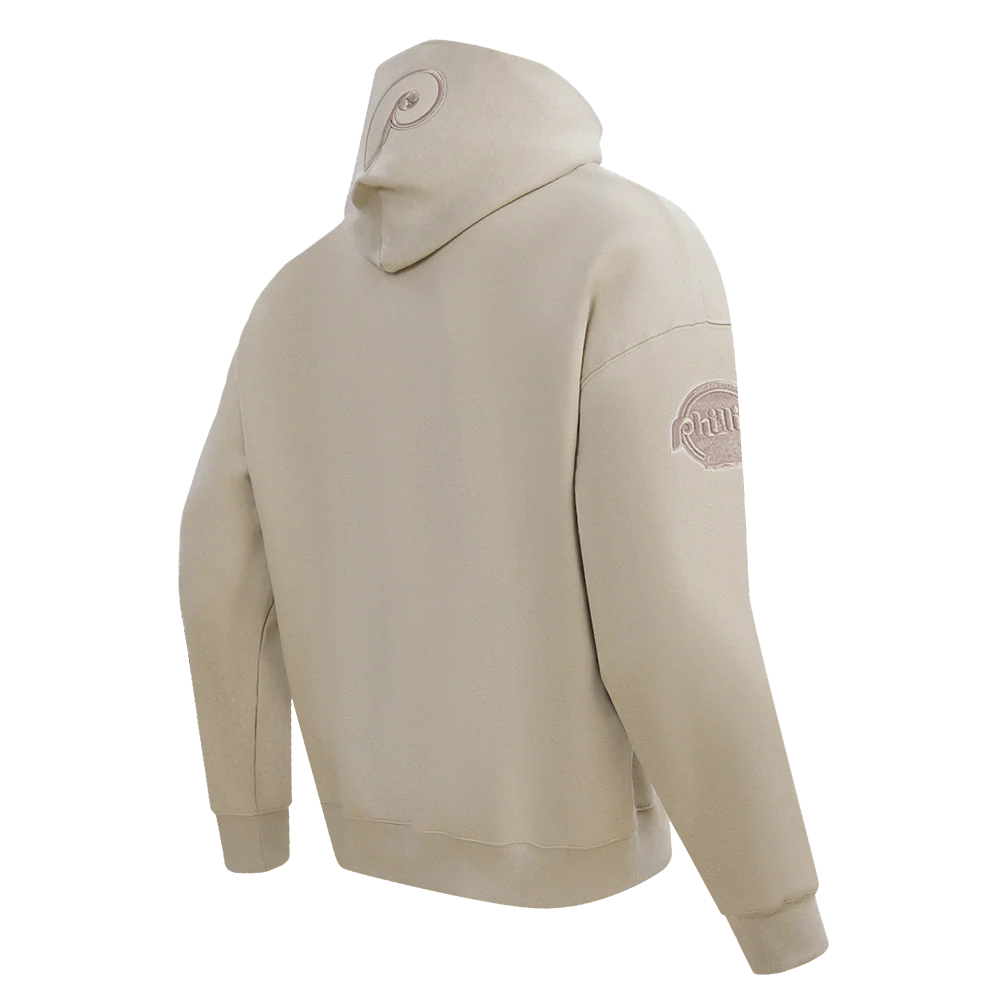 MLB PHILADELPHIA PHILLIES NEUTRAL MEN'S DROP SHOULDER PULLOVER HOODIE (TAUPE) - Image 4