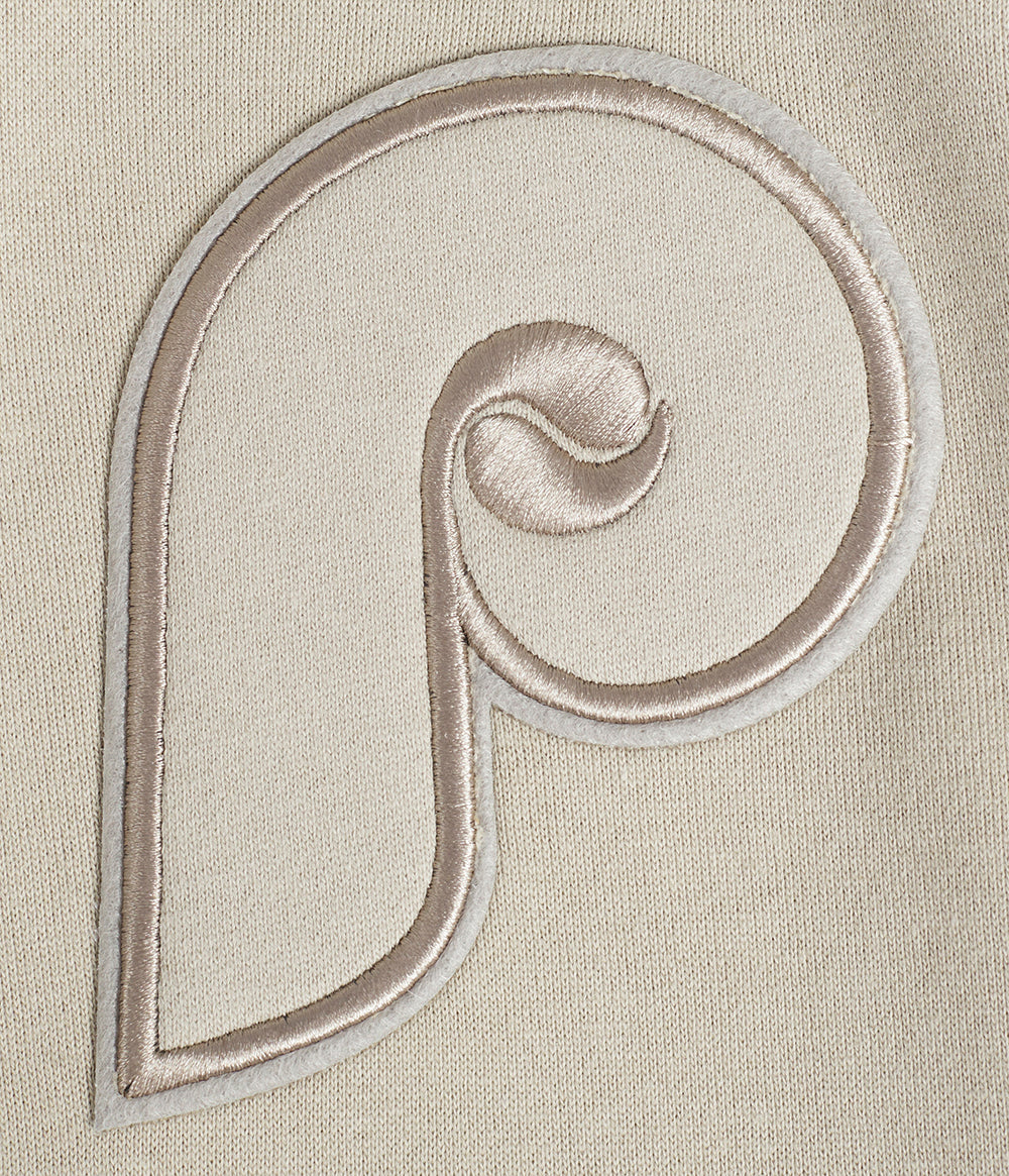 MLB PHILADELPHIA PHILLIES NEUTRAL MEN'S DROP SHOULDER PULLOVER HOODIE (TAUPE) - Image 6