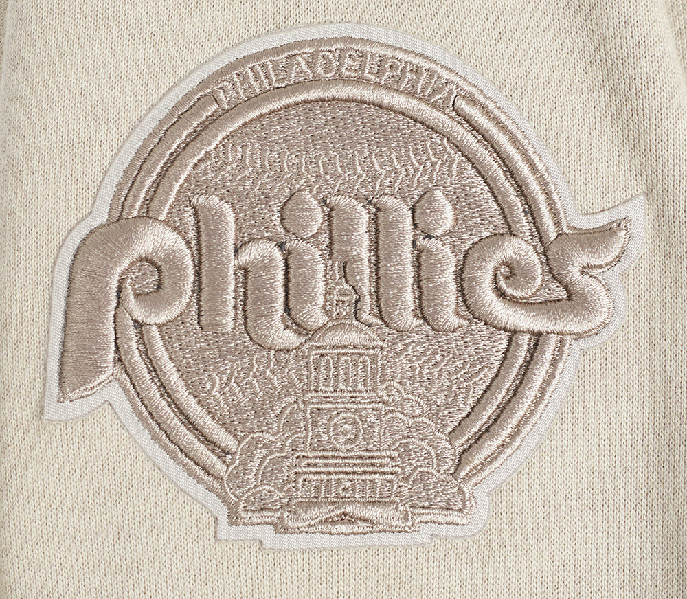 MLB PHILADELPHIA PHILLIES NEUTRAL MEN'S DROP SHOULDER PULLOVER HOODIE (TAUPE) - Image 7