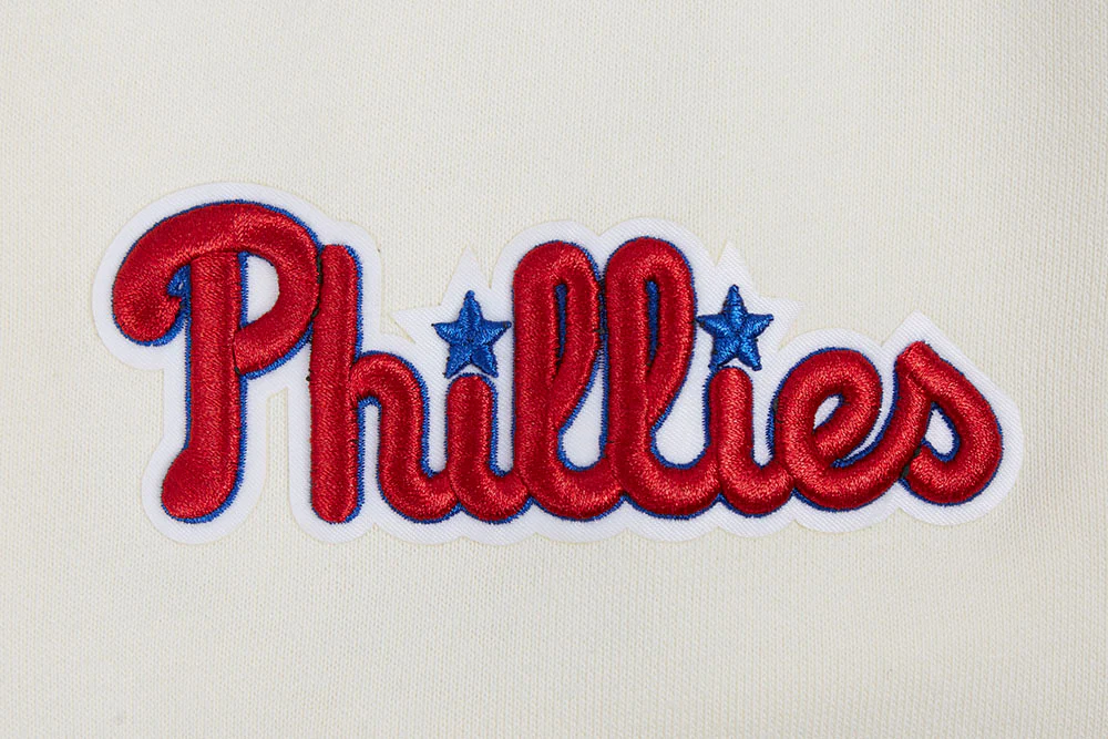 MLB PHILADELPHIA PHILLIES SCRIPT TAIL MEN'S RIB FLEECE PULLOVER HOODIE (EGGSHELL/ RED) - Image 6