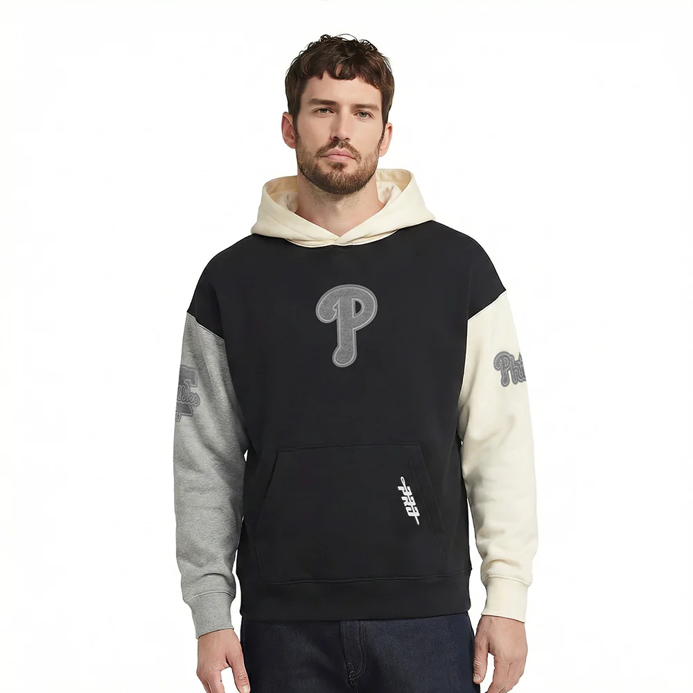 MLB PHILADELPHIA PHILLIES REVERSE FRENCH TERRY MEN'S COLOR BLOCK FLEECE PULLOVER HOODIE