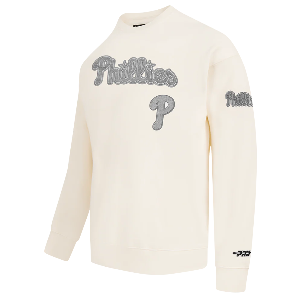 MLB PHILADELPHIA PHILLIES REVERSE FRENCH TERRY MEN'S DROP SHOULDER FLEECE CREWNECK (EGGSHELL) - Image 4