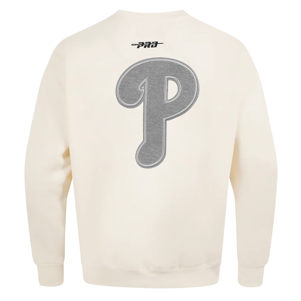 MLB PHILADELPHIA PHILLIES REVERSE FRENCH TERRY MEN'S DROP SHOULDER FLEECE CREWNECK (EGGSHELL) - Image 7