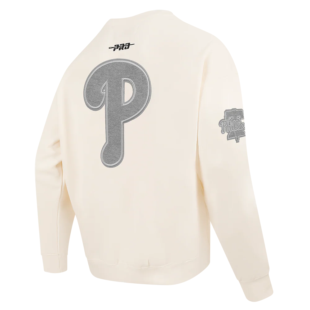 MLB PHILADELPHIA PHILLIES REVERSE FRENCH TERRY MEN'S DROP SHOULDER FLEECE CREWNECK (EGGSHELL) - Image 8