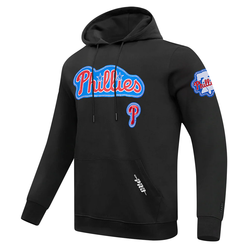 MLB PHILADELPHIA PHILLIES DIY PICK STITCH MEN'S DOUBLE KNIT PULLOVER HOODIE (BLACK) - Image 4