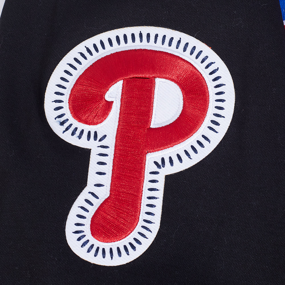 MLB PHILADELPHIA PHILLIES DIY PICK STITCH MEN'S DOUBLE KNIT PULLOVER HOODIE (BLACK) - Image 9