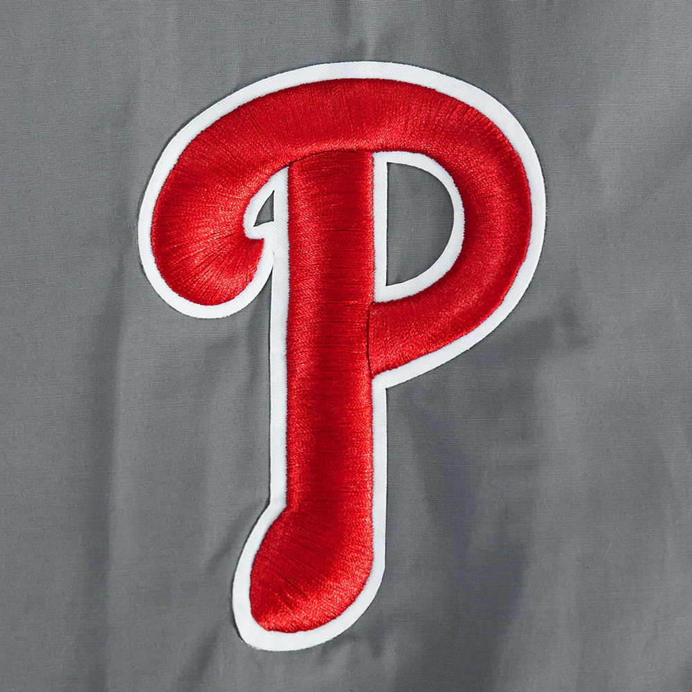 MLB PHILADELPHIA PHILLIES CLASSIC WIND SUIT MEN'S WOVEN FULL ZIP PULLOVER HOODIE (GRAY) - Image 5