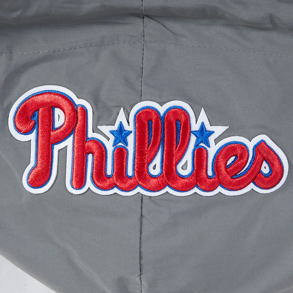 MLB PHILADELPHIA PHILLIES CLASSIC WIND SUIT MEN'S WOVEN FULL ZIP PULLOVER HOODIE (GRAY) - Image 6
