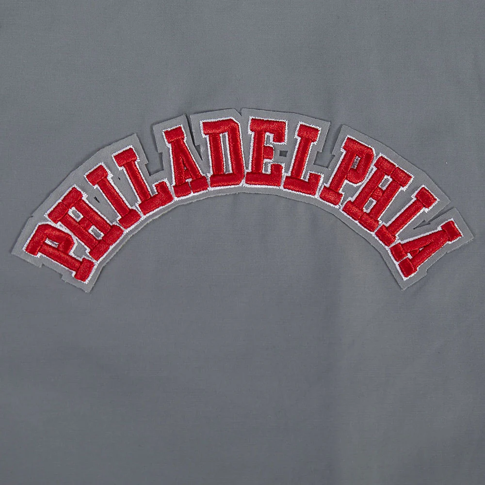 MLB PHILADELPHIA PHILLIES CLASSIC WIND SUIT MEN'S WOVEN FULL ZIP PULLOVER HOODIE (GRAY) - Image 7