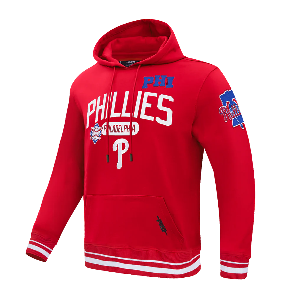 MLB PHILADELPHIA PHILLIES LETTERMAN MEN'S PULL OVER HOODIE (RED) - Image 3