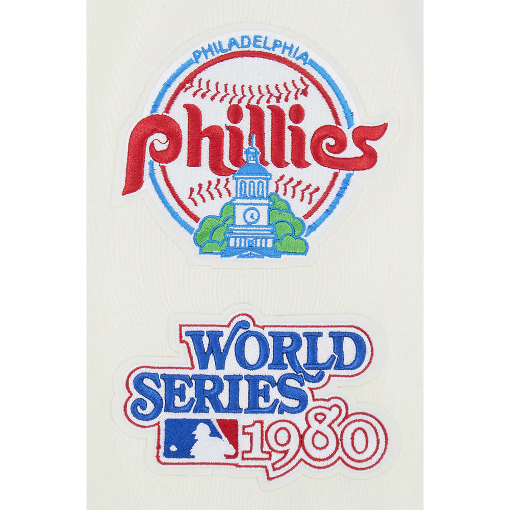 MLB PHILADELPHIA PHILLIES RETRO CLASSICS MEN'S PULL OVER HOODIE (EGGSHELL/ BLACK) - Image 7
