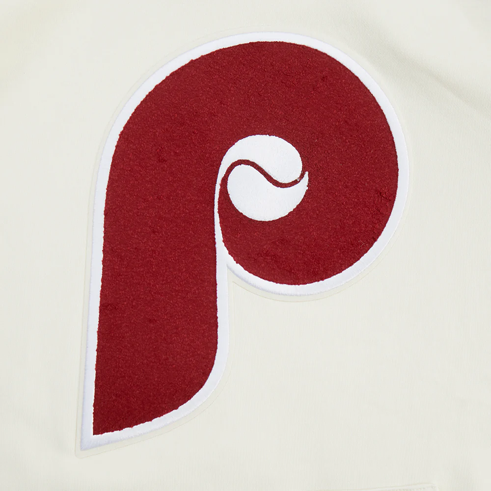 MLB PHILADELPHIA PHILLIES RETRO CLASSICS MEN'S PULL OVER HOODIE (EGGSHELL/ BLACK) - Image 8