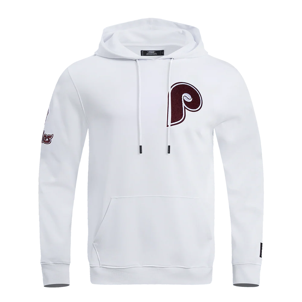 MLB PHILADELPHIA PHILLIES CLASSIC CHENILLE MEN'S PULLOVER HOODIE (WHITE)