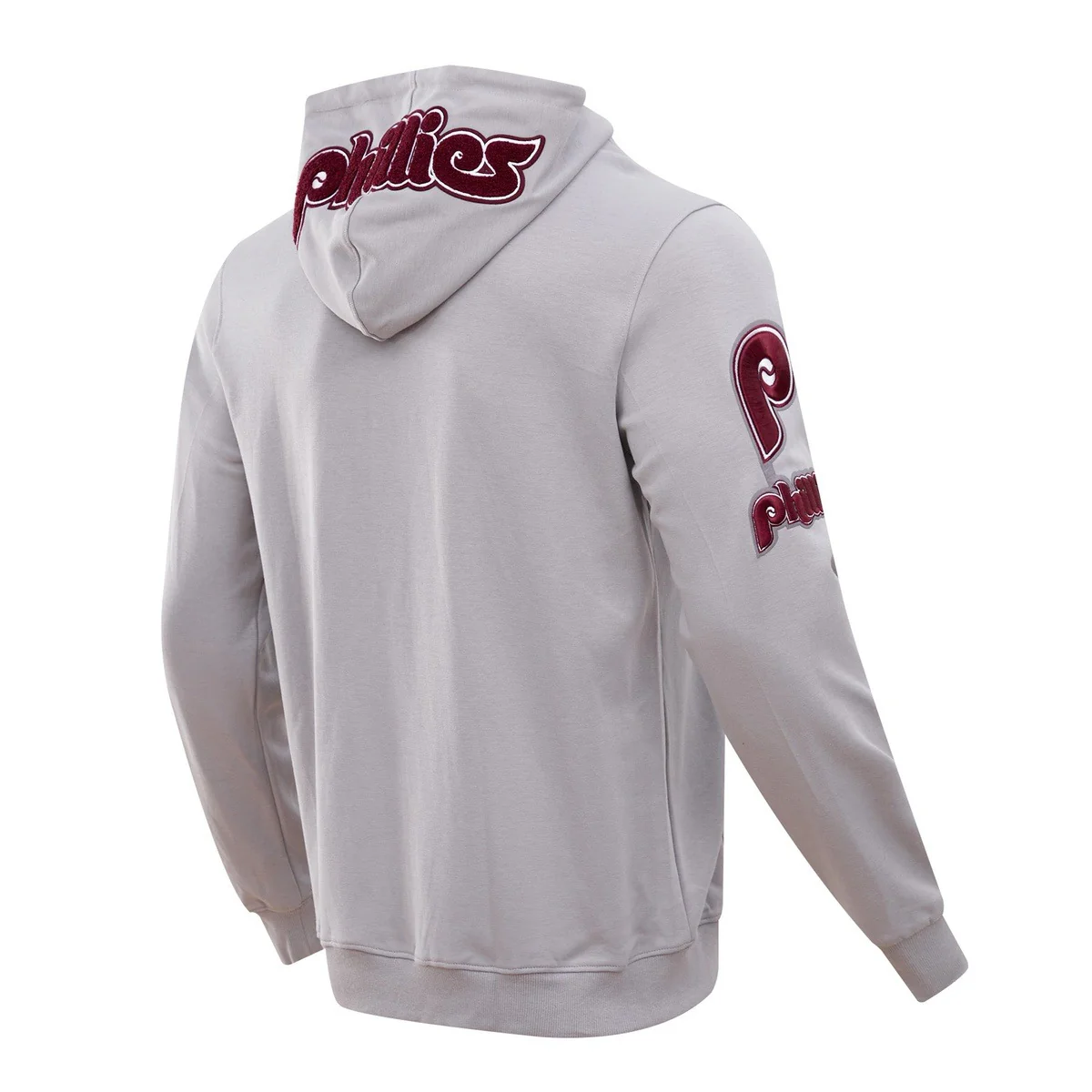 MLB PHILADELPHIA PHILLIES CLASSIC CHENILLE MEN'S FULL ZIP PULLOVER HOODIE (GRAY) - Image 5
