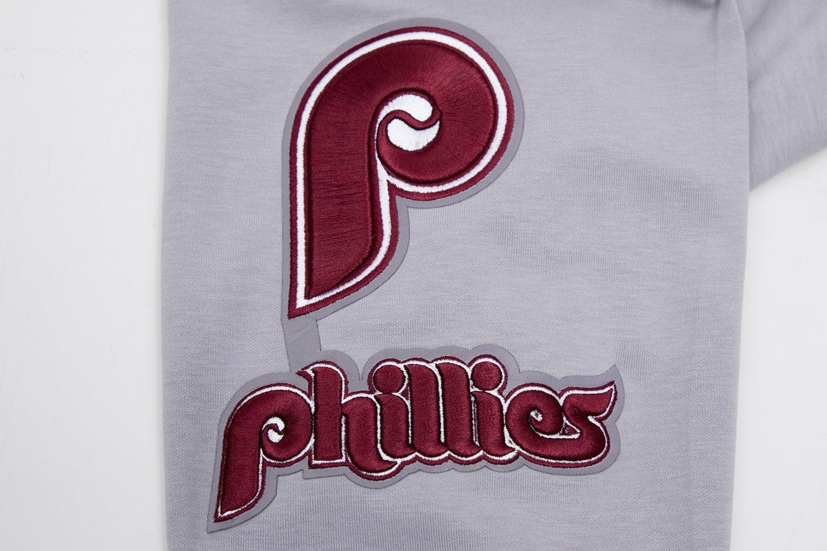 MLB PHILADELPHIA PHILLIES CLASSIC CHENILLE MEN'S FULL ZIP PULLOVER HOODIE (GRAY) - Image 7