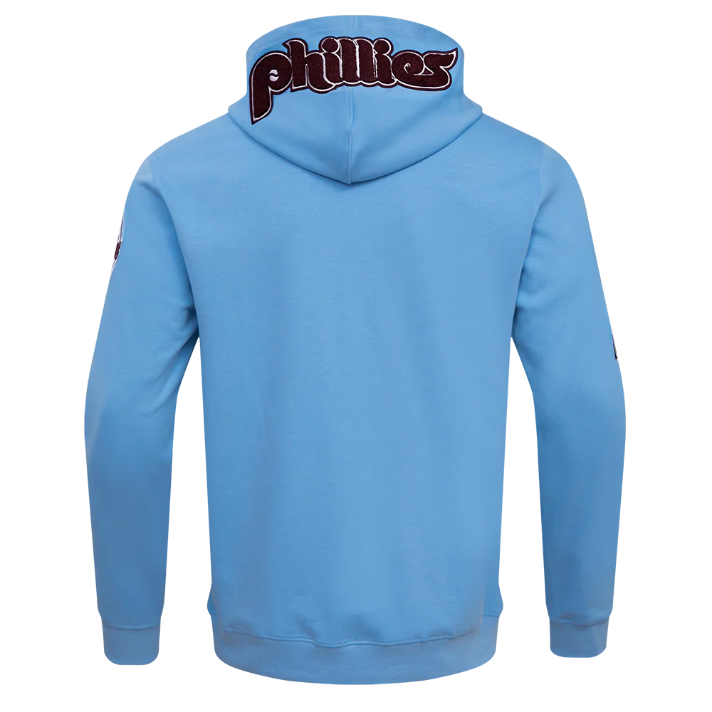 MLB PHILADELPHIA PHILLIES CLASSIC CHENILLE MEN'S DOUBLE KNIT FULL ZIP PULLOVER HOODIE (UNIVERSITY BLUE) - Image 4