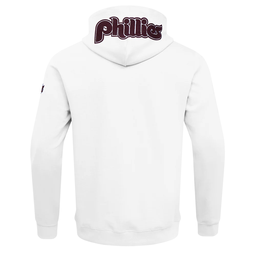 MLB PHILADELPHIA PHILLIES CLASSIC CHENILLE MEN'S FULL ZIP PULLOVER HOODIE (WHITE) - Image 3