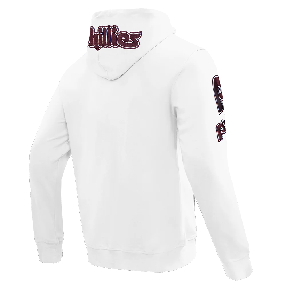 MLB PHILADELPHIA PHILLIES CLASSIC CHENILLE MEN'S FULL ZIP PULLOVER HOODIE (WHITE) - Image 4