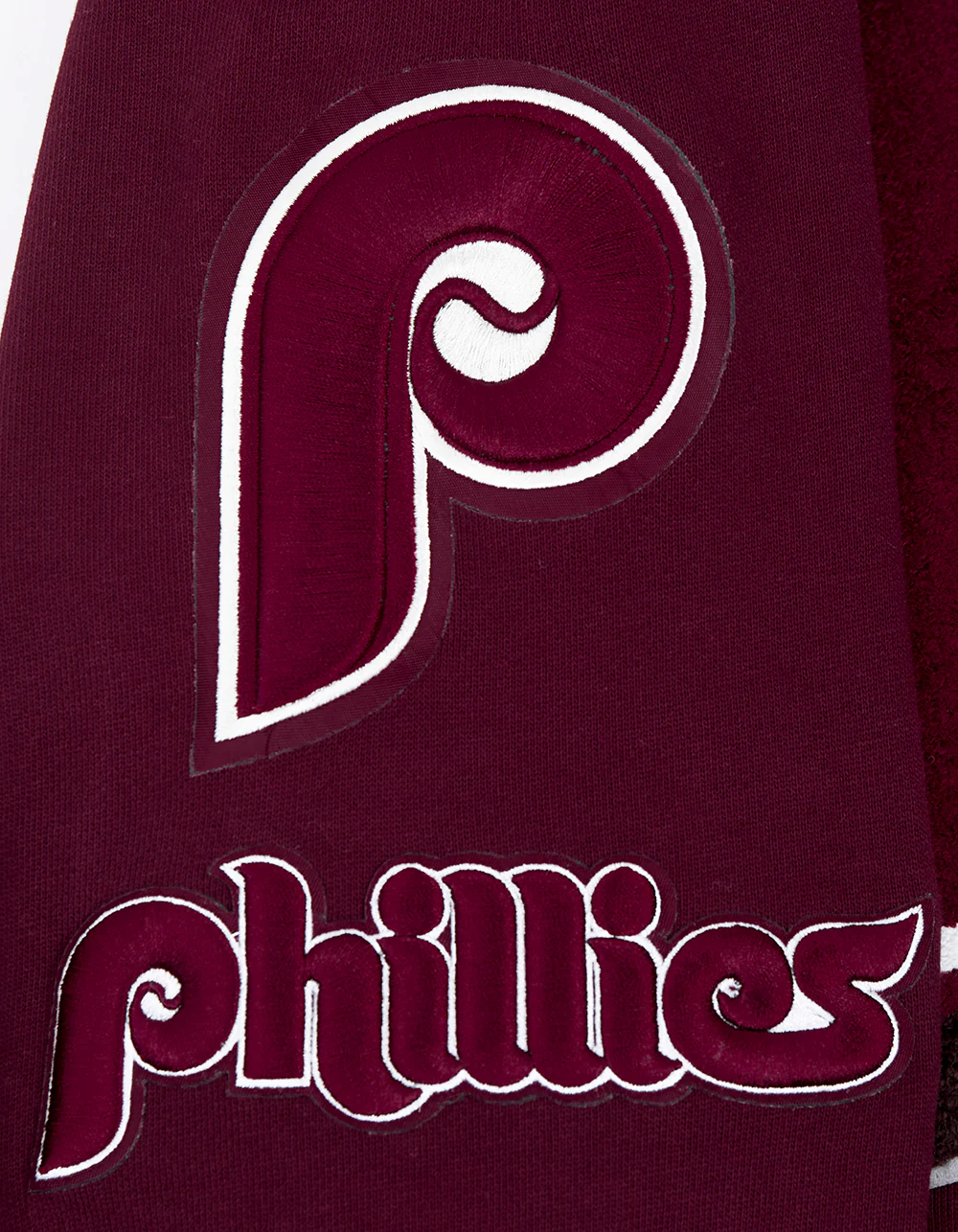 MLB PHILADELPHIA PHILLIES RETRO MASHUP MEN'S RIB CREWNECK (WINE) - Image 6
