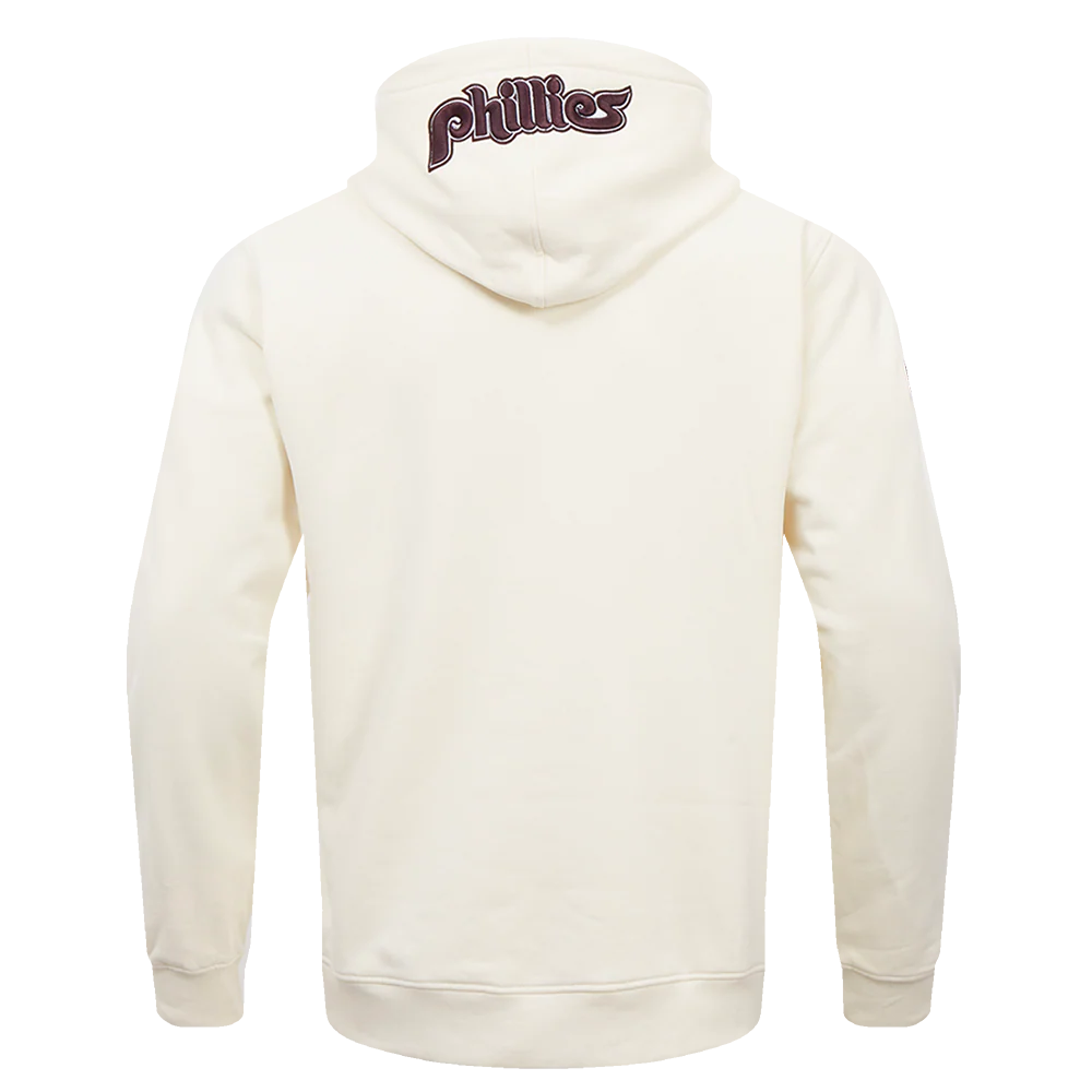 MLB PHILADELPHIA PHILLIES OLD ENGLISH MEN'S PULLOVER HOODIE (EGGSHELL) - Image 2