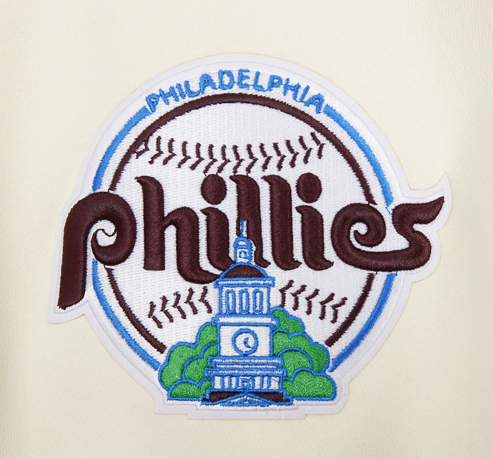 MLB PHILADELPHIA PHILLIES OLD ENGLISH MEN'S PULLOVER HOODIE (EGGSHELL) - Image 7
