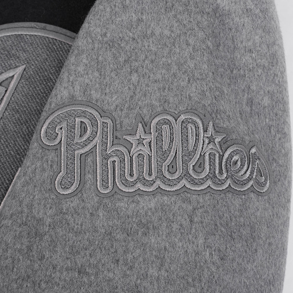 MLB PHILADELPHIA PHILLIES REVERSE FRENCH TERRY MEN'S CB WOOL VARSIT (BLACK/GRAY/EGGSHELL) - Image 11