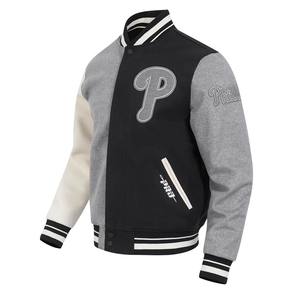 MLB PHILADELPHIA PHILLIES REVERSE FRENCH TERRY MEN'S CB WOOL VARSIT (BLACK/GRAY/EGGSHELL) - Image 4