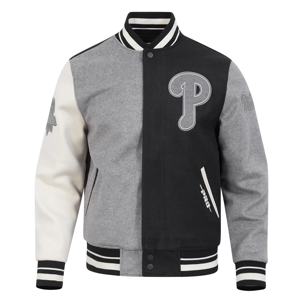 MLB PHILADELPHIA PHILLIES REVERSE FRENCH TERRY MEN'S CB WOOL VARSIT (BLACK/GRAY/EGGSHELL) - Image 5