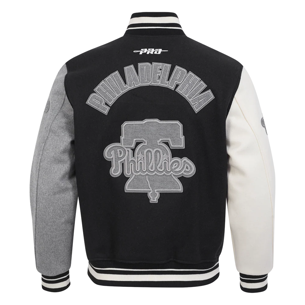 MLB PHILADELPHIA PHILLIES REVERSE FRENCH TERRY MEN'S CB WOOL VARSIT (BLACK/GRAY/EGGSHELL) - Image 7