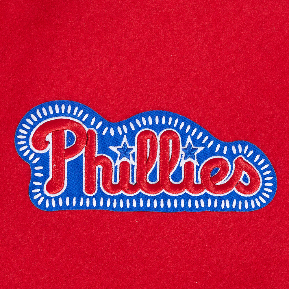 MLB PHILADELPHIA PHILLIES DIY PICK STITCH MEN'S RIB WOOL VARSITY JACKET (RED/WHITE) - Image 11