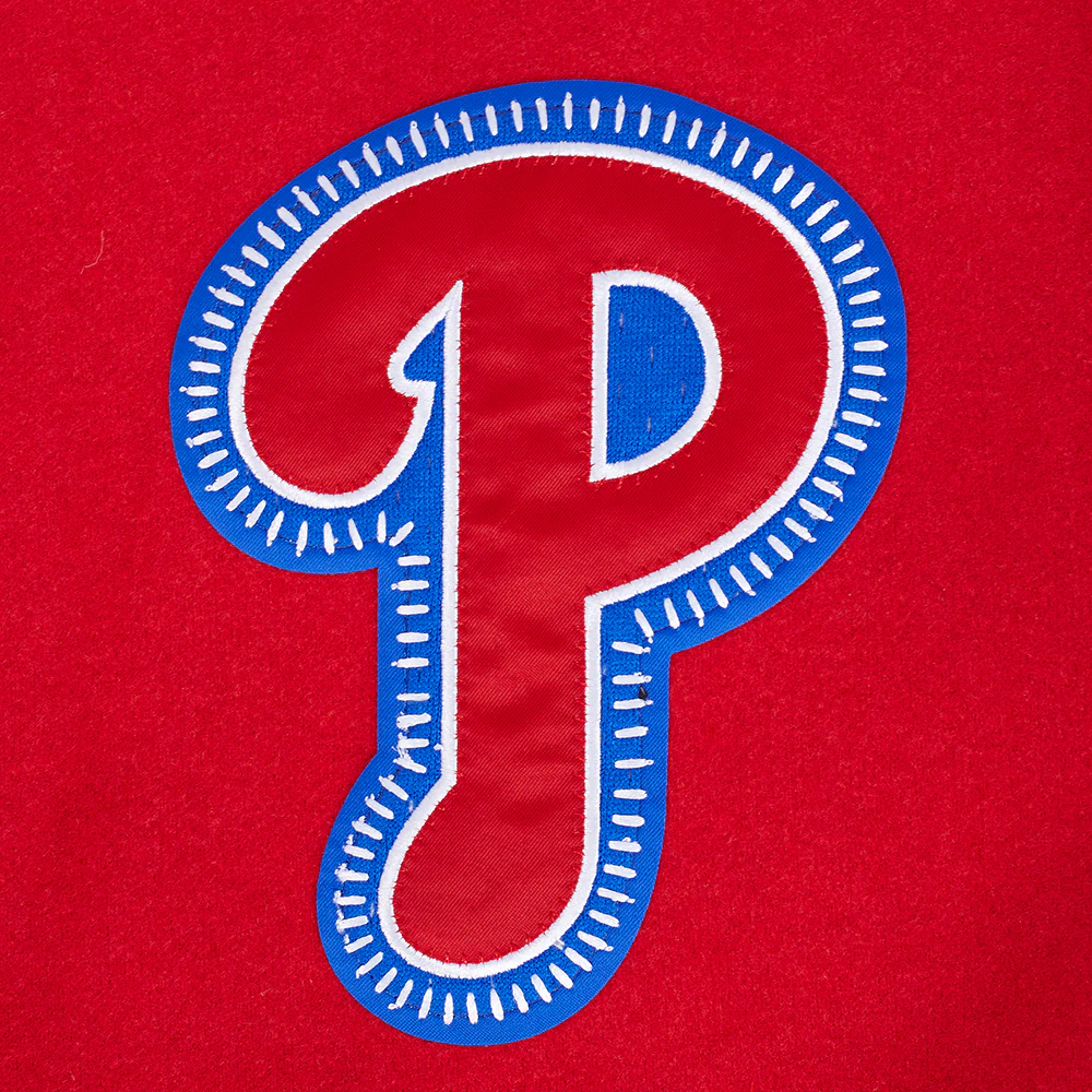 MLB PHILADELPHIA PHILLIES DIY PICK STITCH MEN'S RIB WOOL VARSITY JACKET (RED/WHITE) - Image 12