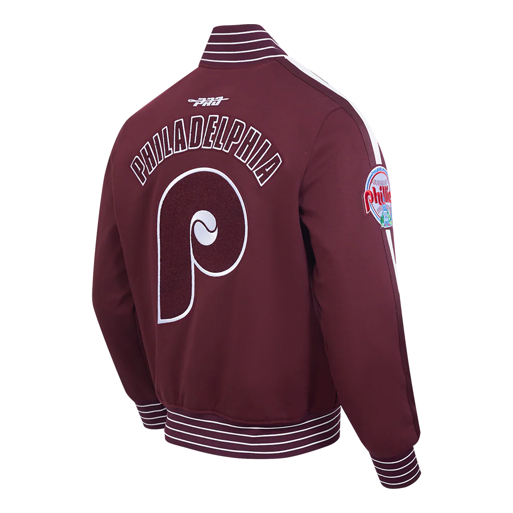 MLB PHILADELPHIA PHILLIES COOPERSTOWN LOGO PRO GAME DAY MEN'S DOUBLE KNIT JACKET (WINE/EGGSHELL/WINE) - Image 4