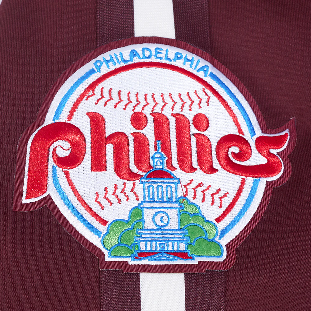MLB PHILADELPHIA PHILLIES COOPERSTOWN LOGO PRO GAME DAY MEN'S DOUBLE KNIT JACKET (WINE/EGGSHELL/WINE) - Image 7