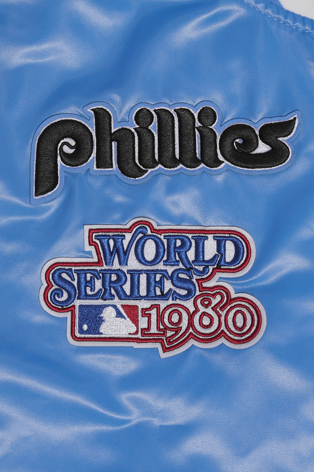 MLB PHILADELPHIA PHILLIES RETRO CLASSIC MEN'S RIB SATIN JACKET (UNIVERSITY BLUE) - Image 6
