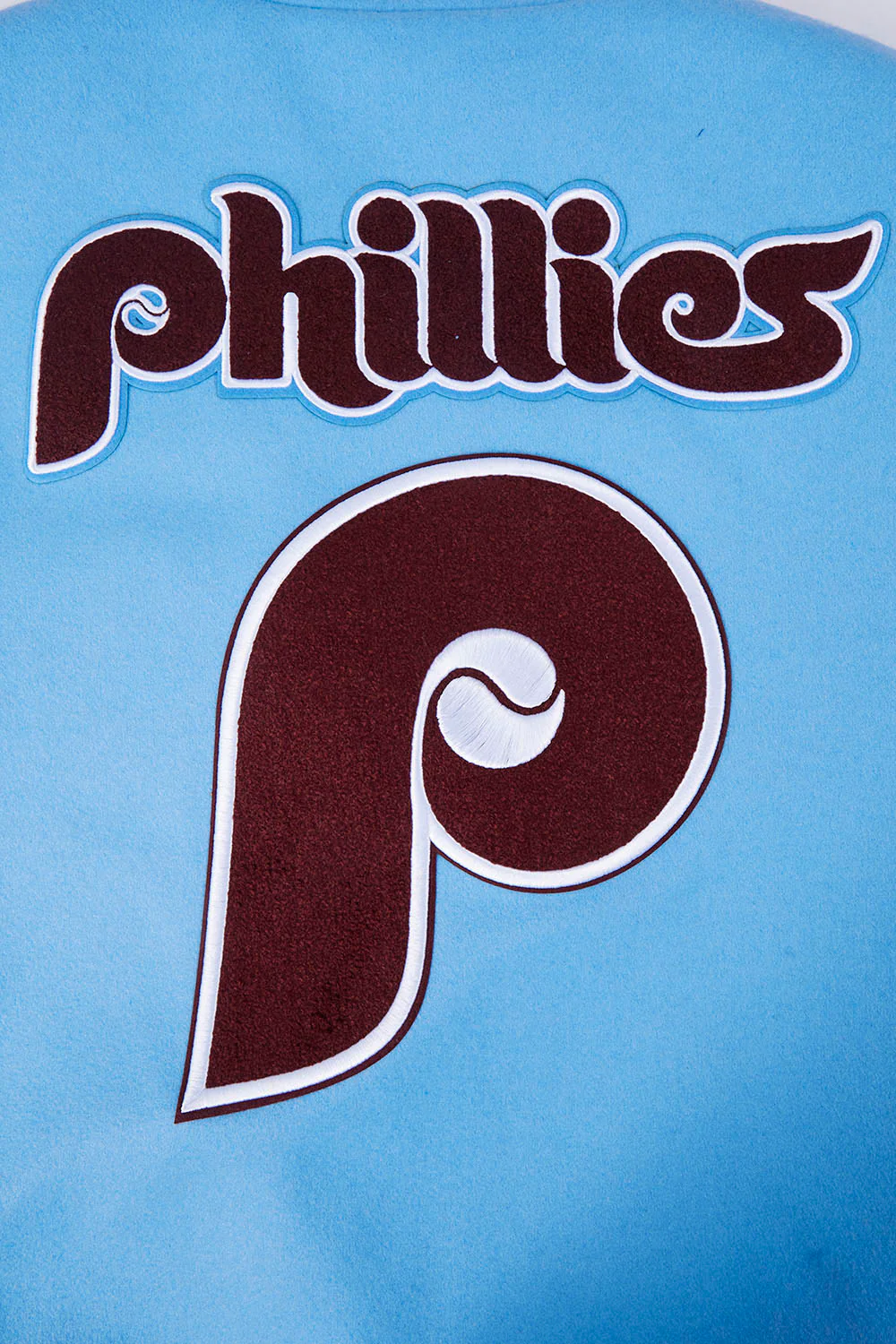 MLB PHILADELPHIA PHILLIES RETRO CLASSIC MEN'S RIB WOOL VARSITY JACKET (UNIVERSITY BLUE/WHITE) - Image 5