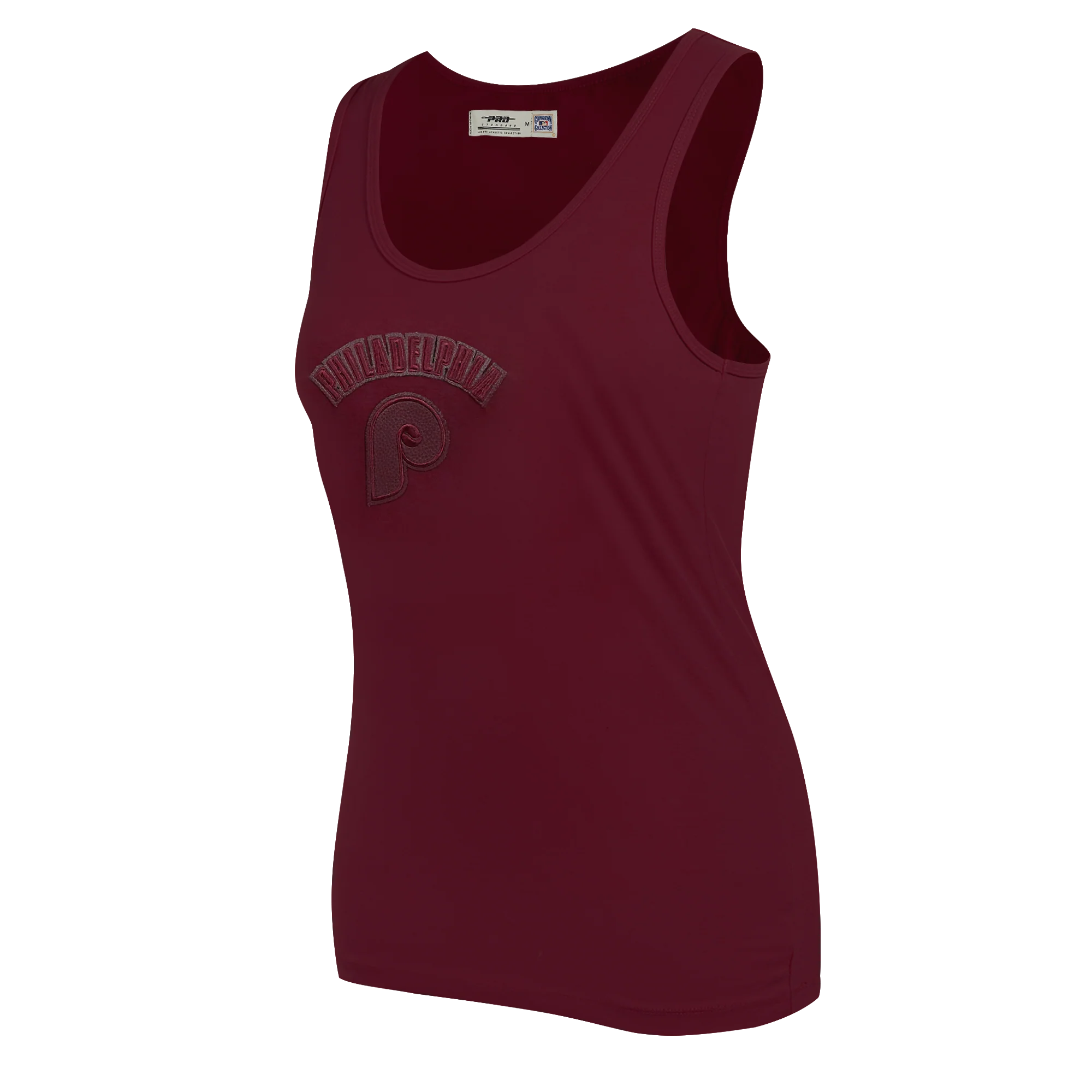 MLB PHILADELPHIA PHILLIES TRIPLE TONAL RELAXED FIT WOMEN'S RACERBACK (WINE) - Image 2