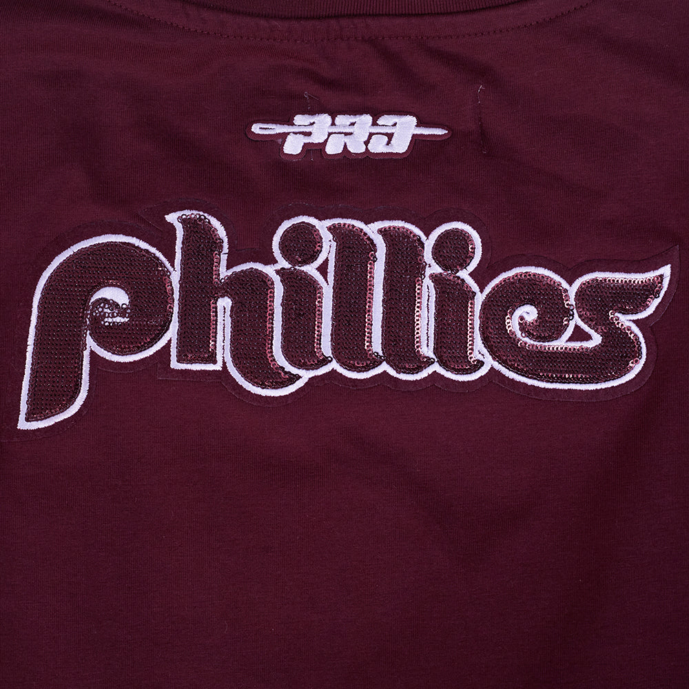 MLB PHILADELPHIA PHILLIES GAME DAY CLASSICS WOMEN'S SINGLE JERSEY BABY DOLL TOP (WINE) - Image 11