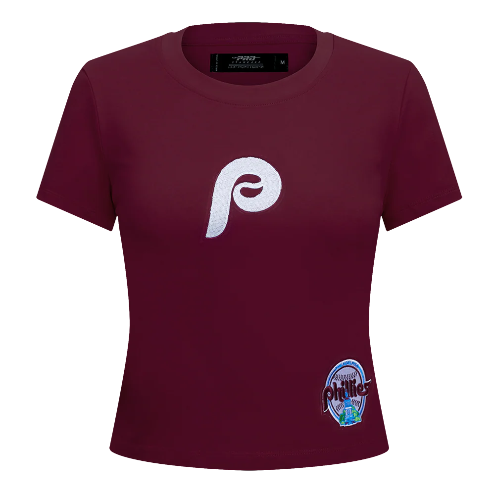 MLB PHILADELPHIA PHILLIES GAME DAY CLASSICS WOMEN'S SINGLE JERSEY BABY DOLL TOP (WINE) - Image 5