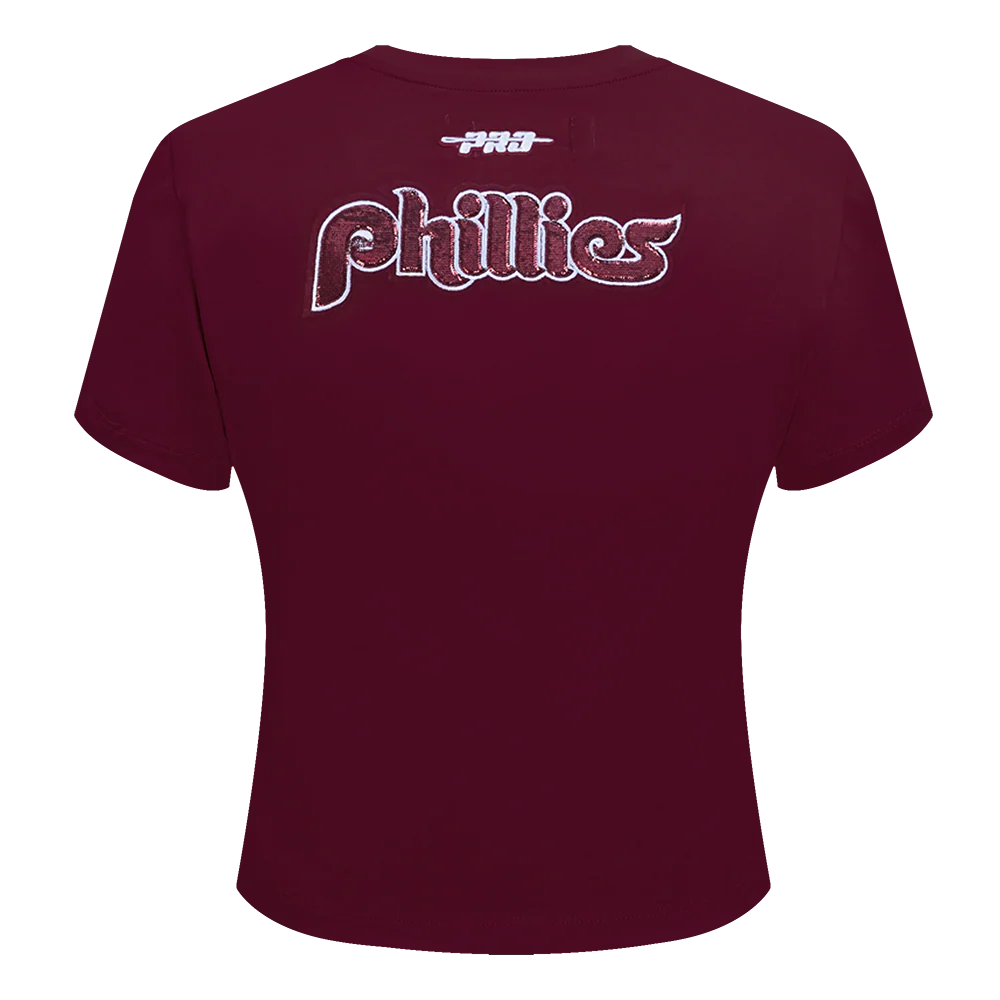 MLB PHILADELPHIA PHILLIES GAME DAY CLASSICS WOMEN'S SINGLE JERSEY BABY DOLL TOP (WINE) - Image 7