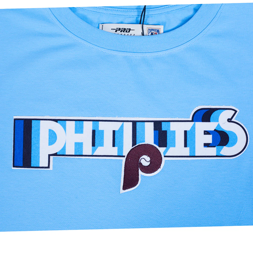 MLB PHILADELPHIA PHILLIES RETRO ELEVATION WOMEN'S SINGLE JERSEY BOXY TOP (UNIVERSITY BLUE) - Image 5