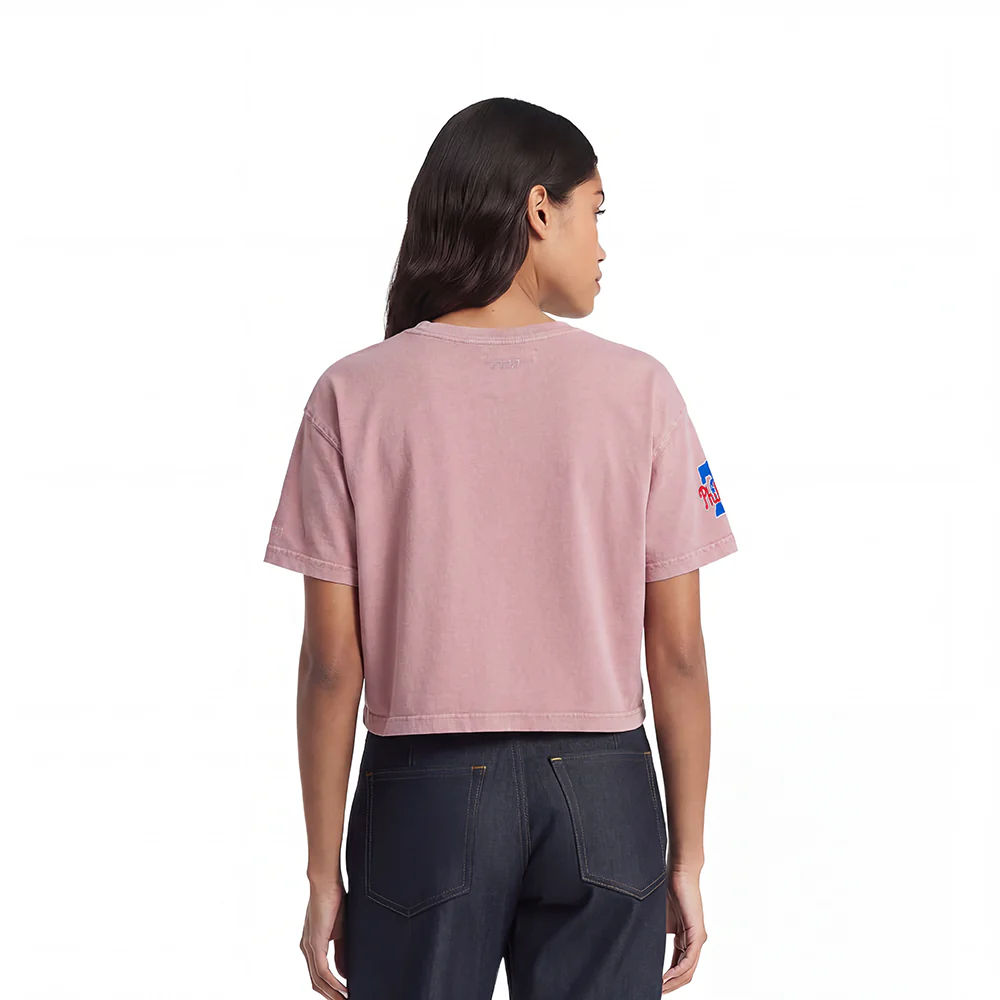 MLB PHILADELPHIA PHILLIES WASHED JEWELS WOMEN'S S/S BOXY TOP (WASHED MAUVE) - Image 2