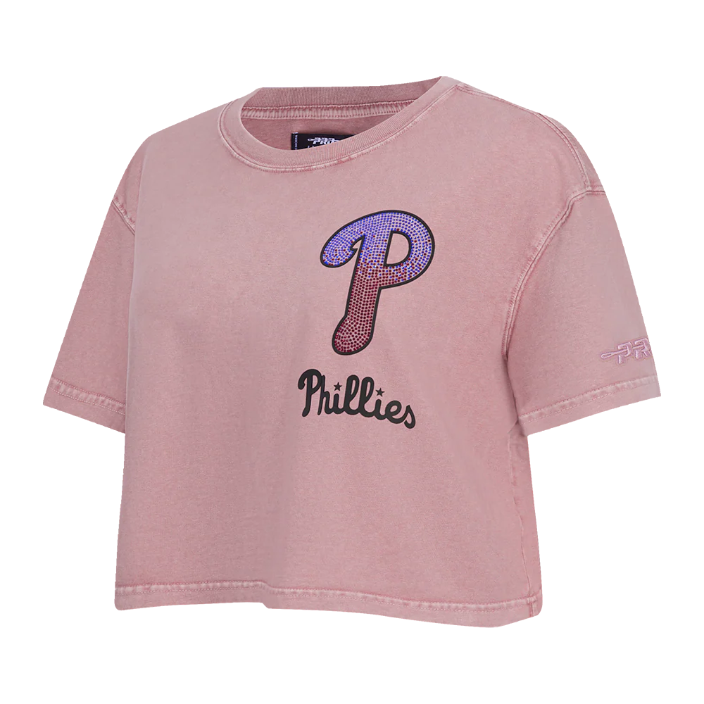 MLB PHILADELPHIA PHILLIES WASHED JEWELS WOMEN'S S/S BOXY TOP (WASHED MAUVE) - Image 3
