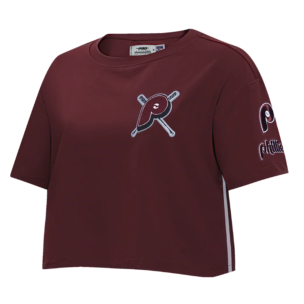 MLB PHILADELPHIA PHILLIES MASHUP WOMEN'S BOXY TOP (WINE) - Image 2