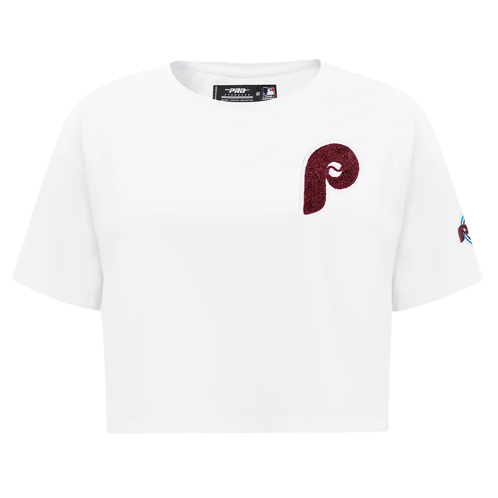 MLB PHILADELPHIA PHILLIES CLASSIC WOMEN'S BOXY TOP (WHITE)