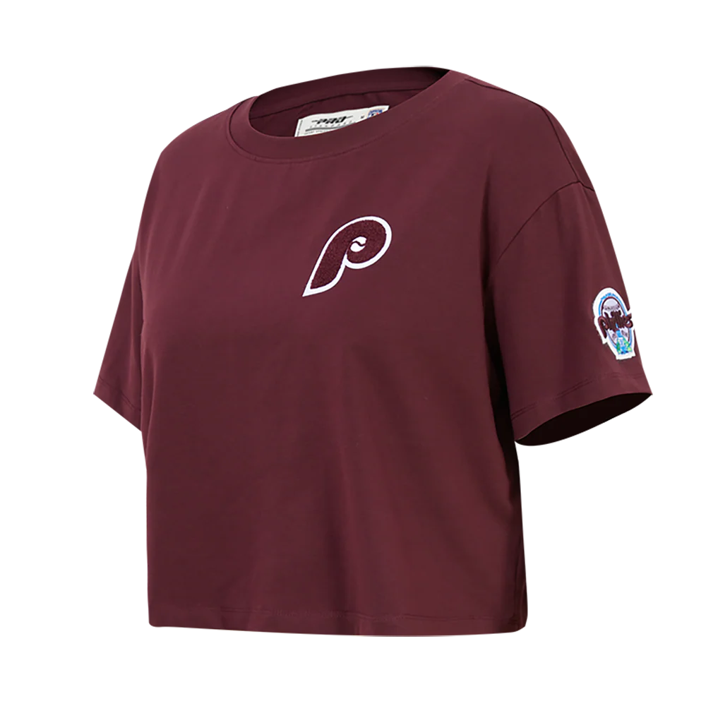 MLB PHILADELPHIA PHILLIES CLASSIC WOMEN'S BOXY TOP (WINE) - Image 2