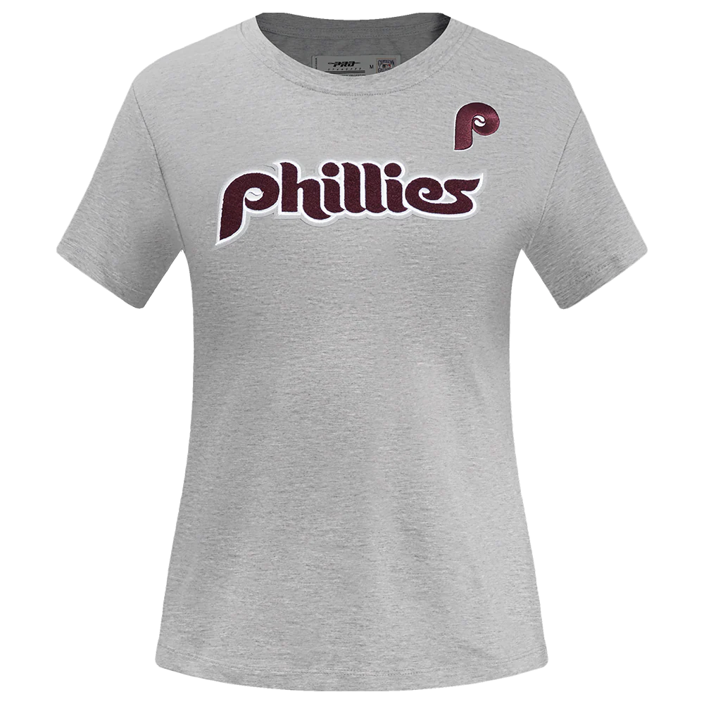 MLB PHILADELPHIA PHILLIES RETRO CLASSIC SHORT SLEEVE WOMEN'S SLIM FIT TOP (HEATHER GREY)