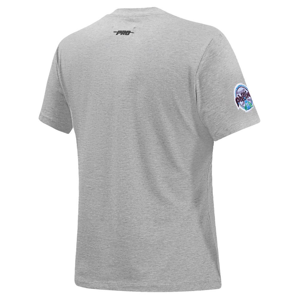 MLB PHILADELPHIA PHILLIES RETRO CLASSIC SHORT SLEEVE WOMEN'S SLIM FIT TOP (HEATHER GREY) - Image 4