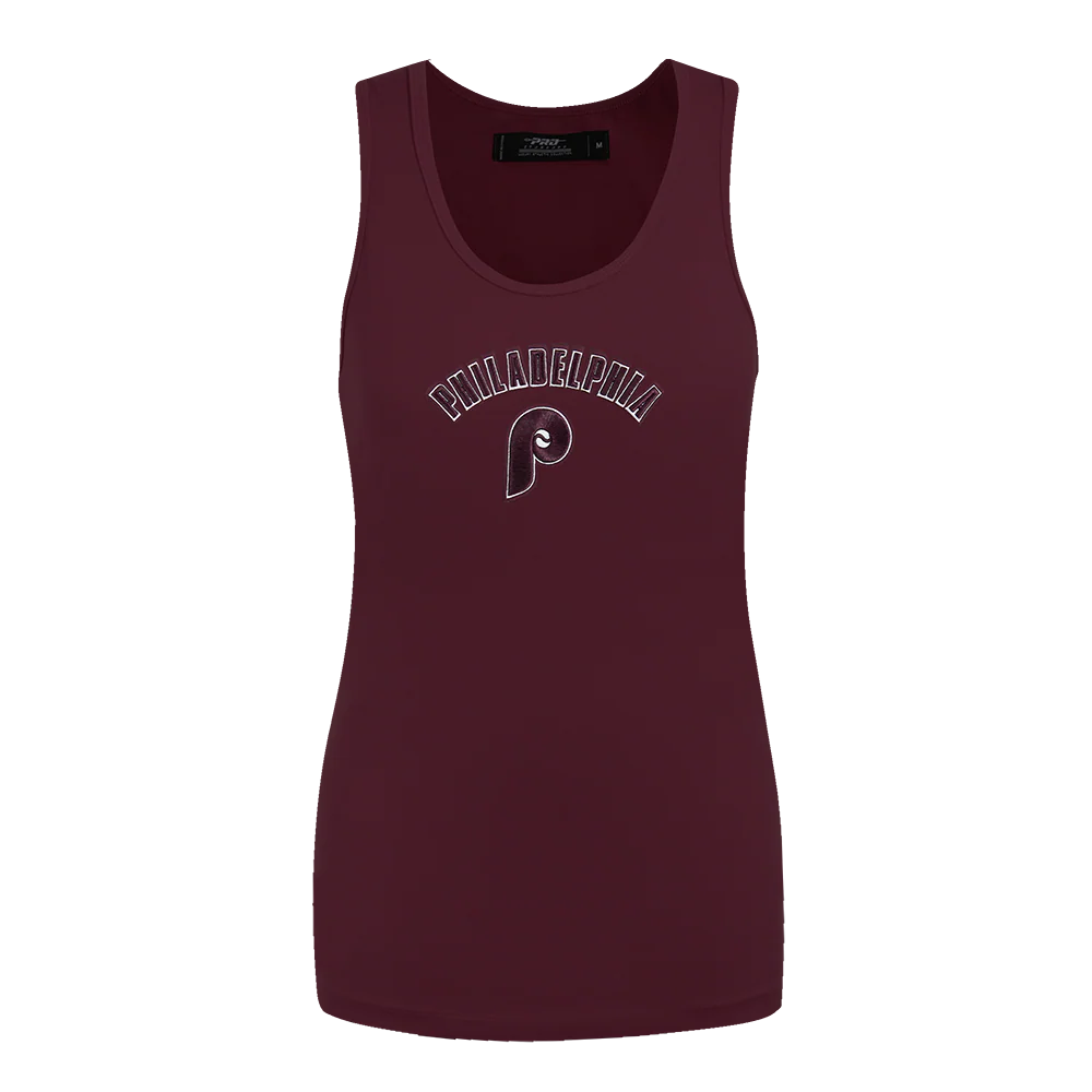 MLB PHILADELPHIA PHILLIES RETRO CLASSIC WOMEN'S RACERBACK (WINE)